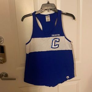 Blue and white tank top. Creighton University.